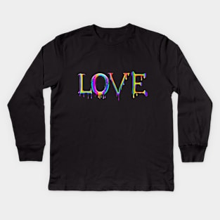 Colorful drippy paint love design Kids Long Sleeve T-Shirt